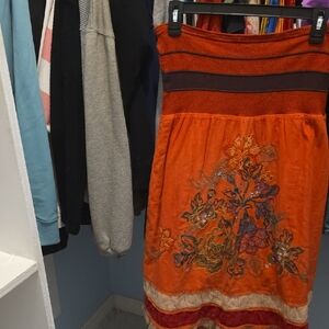 Vintagec Embroidered Orange Floral Skirt